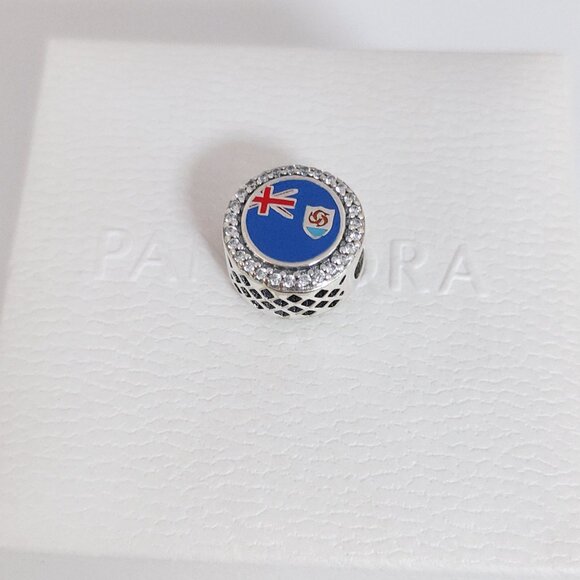 Pandora Anguilla Flag Bead Charm Bracelet Pendant S925 Silver with box - Picture 8 of 9